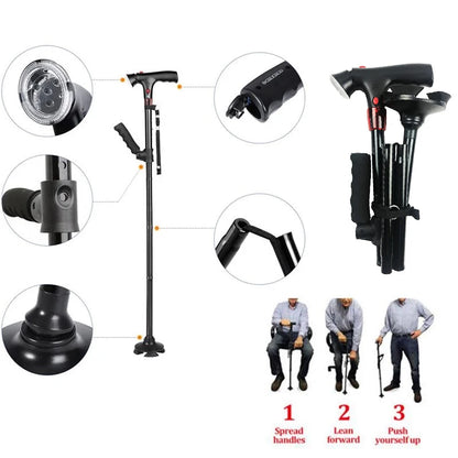 SafeStride LED Folding Cane